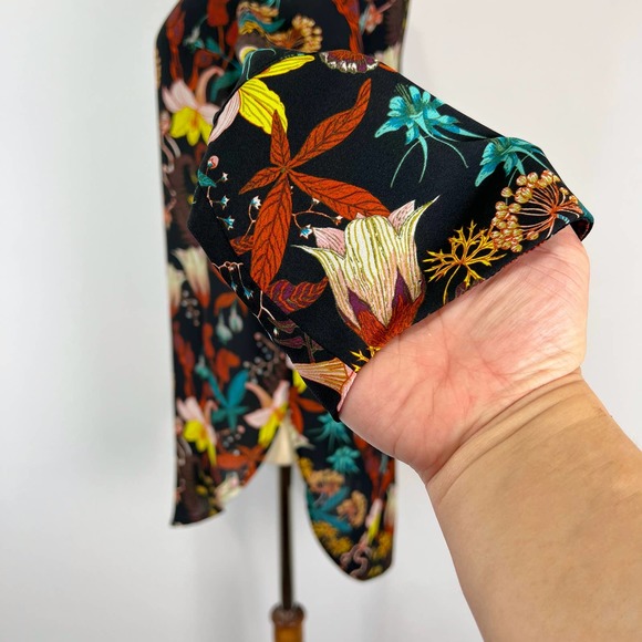 H & M botanical garden floral print tunic top blouse long sleeve Size 4 - Picture 7 of 9